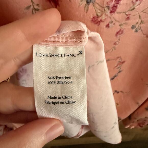 LoveShackFancy Talia Silk Top in Duchess Women's Size XS - Picture 5 of 6